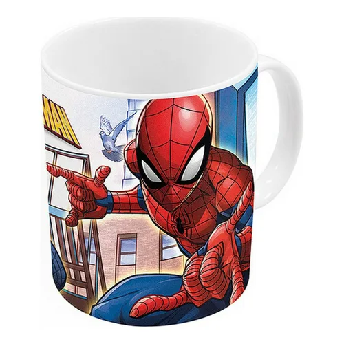 Vista 2 de Taza Mug Spider-Man Great power Azul Rojo Cerámica 350 ml
