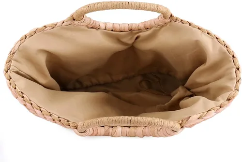 Vista 7 de EROUGE - Bolsa de paja tejida a mano con asa redonda para verano, estilo retro, para la playa, tejida