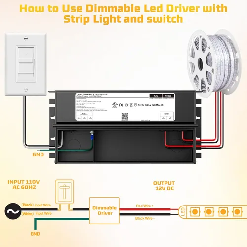 Vista 9 de Regulable LED Driver 150W 12V,ELV/MLV Triac Dimmable LED Fuente