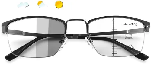 Vista 3 de YIMI Gafas de lectura multifocales fotocrómicas progresivas para computadora con bisagra de resorte Gafas de sol antirreflejo Lector UV de transición