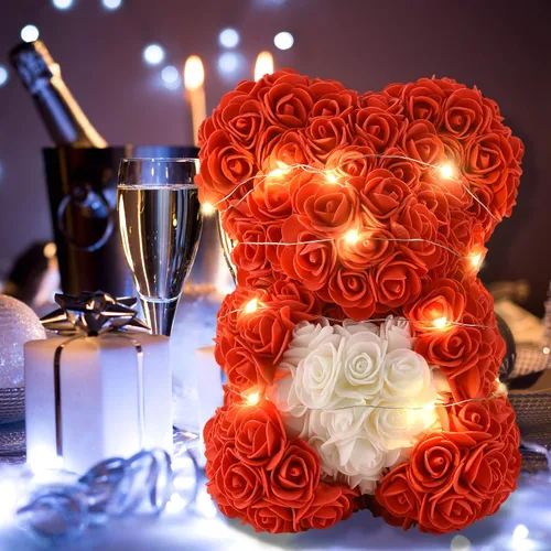 Vista 4 de rose bear Regalos para el día de San Valentín para ella regalos de oso de flores de rosas para niñas mujeres madres novias oso de peluche de rosas