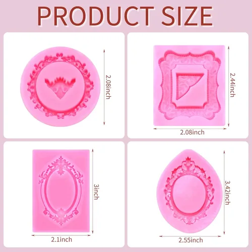 Vista 3 de 4 moldes de silicona para chocolate, estilo barroco, moldes de arcilla seca al aire para fondant, molde de marco de resina para manualidades