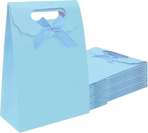 Vista 10 de Bolsas de regalo Patdefie con asas tamaño pequeño 7×4×10 pulgadas 16 piezas tamaño mediano para cumpleaños, fiesta, recuerdo, boda, aniversario