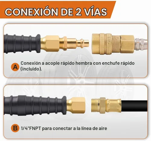 Vista 9 de Mandril de Aire de Cabezal Doble Extendido de 16-1/4" para Neumáticos Dobles de Camiones Semi, Mandril de Inflado de Neumáticos de Servicio Pesado