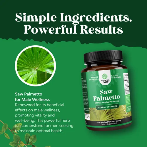 Vista 7 de Extracto de palma enana americana extra fuerte, complejo de hierbas avanzado para la salud del cabello y apoyo urinario con esteroles vegetales
