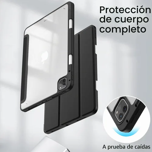 Vista 4 de JETech - Funda para iPad Pro 11" 4/3/2/1, color negro Cover for 2022/2021/2020/2018 Model, Clear Back, Pencil Holder, Slim Shockproof, Tri-Fold
