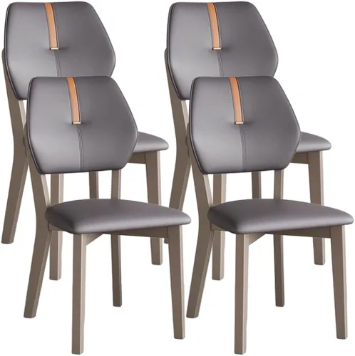Vista 20 de YVYKFZD Solid Wood Dining Chairs Set, Leather Dining Room Chair, Armless Kitchen Chairs with Back, Upholstered Living Room Chair, for Bedroom Dark