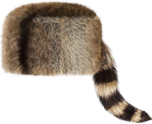 Vista 8 de Shyyween Sombrero de mapache con cola, gorra de piel de coco Marrón claro