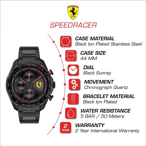 Vista 2 de Ferrari 0830654 - Reloj de cuarzo con correa de acero inoxidable color negro 20 modelo 0830654