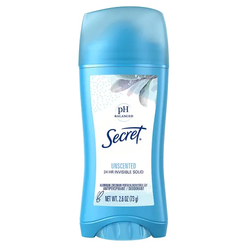 Vista 2 de Secret Antitranspirante y desodorante para mujer, sólido invisible original sin perfume, pH equilibrado, 2.6 onzas (paquete de 6)