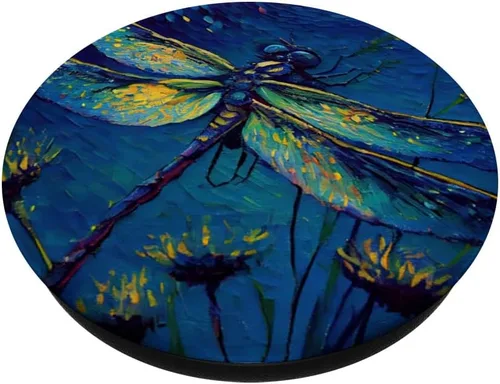 Vista 2 de Noche estrellada Famoso Estilo de Pintura Libélula PopSockets intercambiables PopGrip