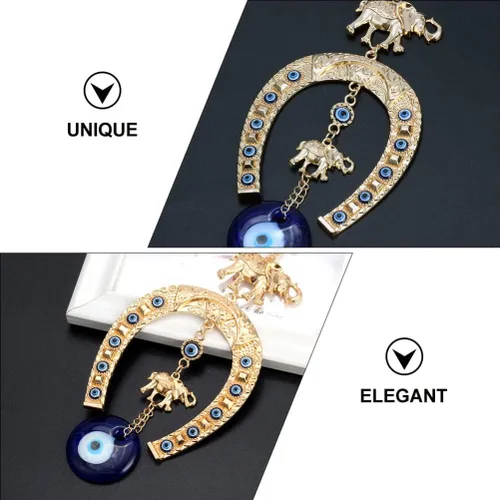 Vista 4 de Llavero de regalo adornos de ojo turco colgante de pared de mal de ojo herradura decoración accesorios clave amuleto llavero encantos mochila