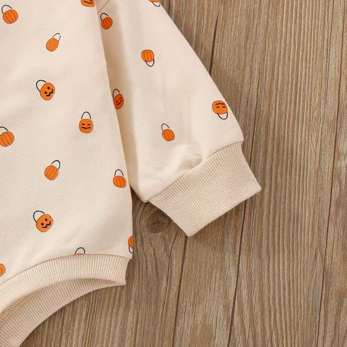 Vista 24 de Sudadera de calabaza para bebé, niña, niño, Halloween, sudadera de gran tamaño, mameluco de burbujas, suéter