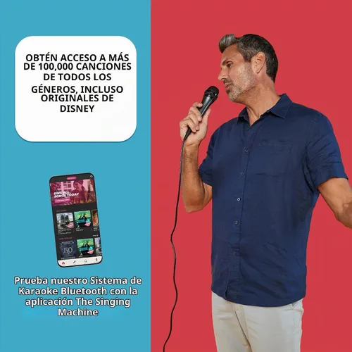 Vista 6 de Sistema de karaoke con Bluetooth parte superior para carga de CDG, espectáculo de discoteca sonido y luces (negro) SML385BTBK Singing Machine, Negro