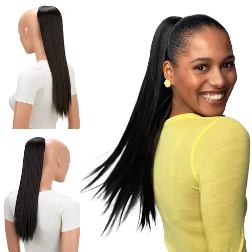Vista 13 de CAISHA Extensión de cola de caballo de 22" con cordón voluminoso Straigtht negro-marrón PH503