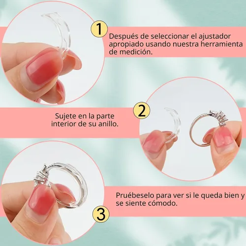 Vista 5 de Haiou Ajustador de tamaño de anillo para anillos sueltos - Protector de anillo invisible transparente, espaciador y tensor Sil Paquete de 6