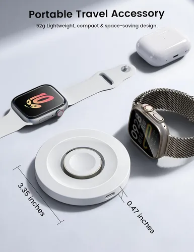 Vista 4 de Lamicall para Apple Watch Charger - Soporte magnético de carga rápida para Blanco mate