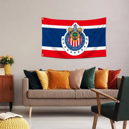 Vista 3 de Eksent Bandera de Guadalajara de 3 x 5 pies para fanáticos de Chivas (poliéster 150D brillante y vibrante, diseño de ojales de latón)