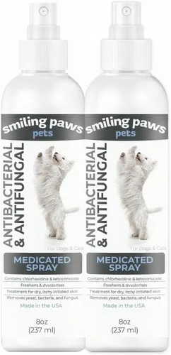 Vista 7 de Spray avanzado de chlorhexidina y ketoconazol de Smiling Paws Pets para gatos y perros, 8 oz