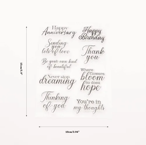 Vista 2 de Kwan Crafts Palabras Feliz Aniversario Cumpleaños Thank You Thinking of You Sellos transparentes para decoración de tarjetas y bricolaje