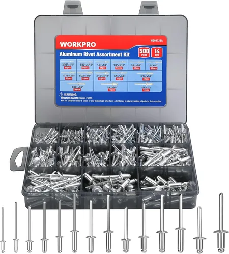 Vista 8 de WORKPRO 200 remaches ciegos de aluminio, surtido de remaches pop de 1/4" x 1/2