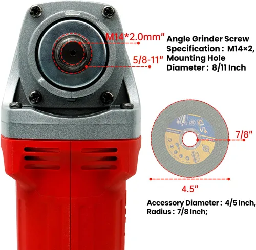 Vista 4 de DOGTOOTH Kit de amoladora angular inalámbrica sin escobillas de 21 V, 4-1/2'' pulgadas, máximo 10000 RPM, compatible con batería Makita de 18 V, 1