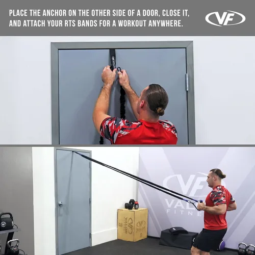 Vista 5 de Valor Fitness Bandas de resistencia – 5 libras a 25 libras – Mosquetones adjuntos y 2 bandas por opción de peso con asas – Funda cubierta