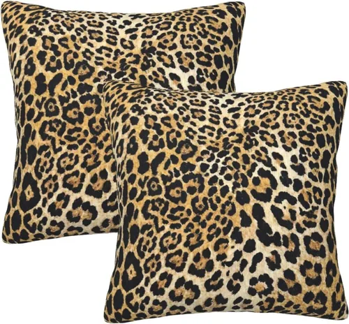 Vista 10 de Fiokroo Juego de 2 fundas de almohada de leopardo negro, fundas de almohada cuadradas para sofá, dormitorio, sala de estar, automóvil, 16 x 16