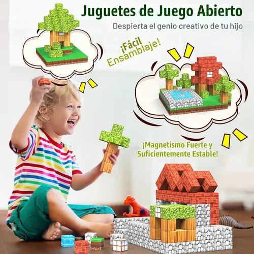 Vista 3 de Juguetes de Bloques Magnéticos, Juguetes de Construcción Magnética 3D Conjunto de Juego de Bloques, 100 Piezas de Juguetes de Construcción