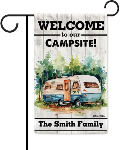 Vista 26 de Custom Welcome to Our Campsite Flag RV Camping Decor 12.5"x18" R26 Style 1