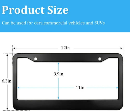 Vista 2 de Marco de matrícula de automóvil, 2 cubiertas de acero inoxidable mate, duradero, a prueba de óxido, universal para automóviles, SUV, camionetas