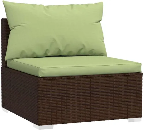 Vista 3 de Patio 3 Seater Sofa with Cushions Brown Poly Rattan Brown and Green