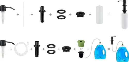 Vista 6 de Dispensador de jabón para fregadero de cocina, boquilla de 4 pulgadas y botella de capacidad de 16 onzas, dispensador de jabón negro para encimera