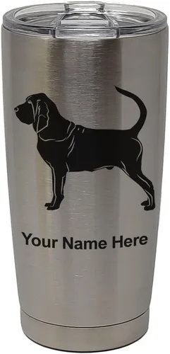 Vista 32 de LaserGram Vaso aislado al vacío de 20 onzas, perro sabueso, grabado personalizado incluido (negro)
