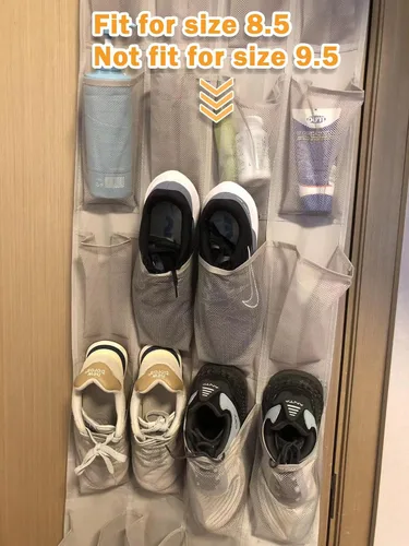 Vista 5 de Amazon Basics - Organizador de zapatos de tamaño mediano para colgar sobre la puerta de 24 bolsillos Sobre la puerta