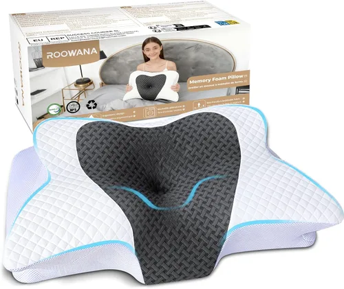 Vista 10 de Almohada cervical de espuma viscoelástica para aliviar el dolor de cuello, color blanco