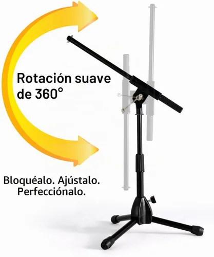 Vista 2 de Stage Rocker Soporte de micrófono de trípode plegable de bajo perfil con boom - Altura que se extiende de 9.6'' a 16.9'', con brazo telescópico