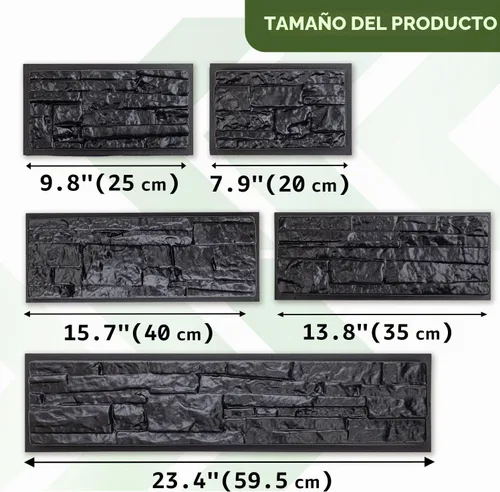Vista 3 de 5 moldes de plástico ABS de 0.079 in para pared de yeso de hormigón, baldosas de cemento de piedra, molde de losa de cemento de pared, moldes