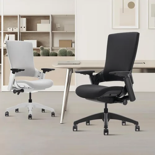 Vista 9 de CLATINA - Silla ejecutiva ergonómica giratoria, con reposabrazos 3D de altura ajustable y respaldo lumbar, tapizada, ideal para hacer trabajos