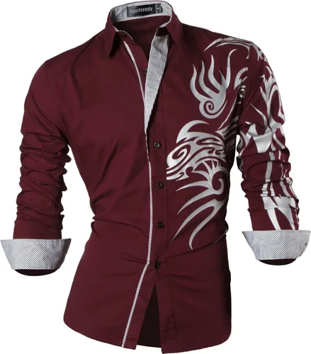 Vista 38 de JZS041, camisa de vestir de manga larga para hombre