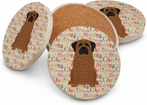 Vista 84 de Abyssinian Sand Terrier Merry Christmas - Posavasos grandes de piedra arenisca (4 unidades)