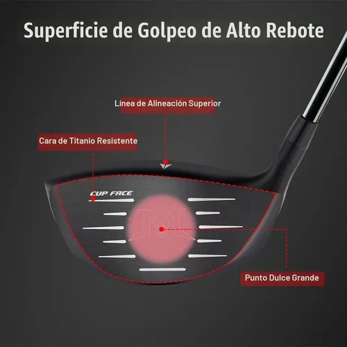 Vista 2 de MAZEL Drivers de Golf de Titanio para Hombres, Diestros, 460CC