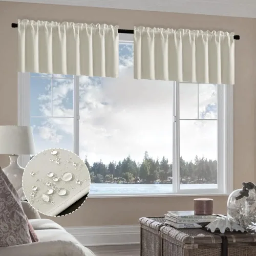 Vista 39 de XTMYI Cortinas pequeñas para ventana de sótano, cenefas opacas para oscurecer la habitación para sala de estar, juego de 2 unidades, beige natural