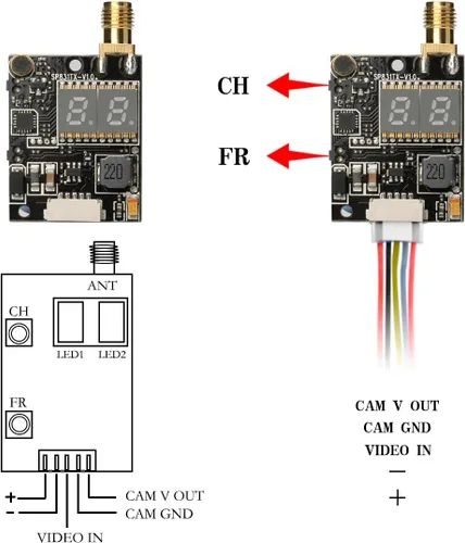 Vista 6 de AKK KC04 5.8G 600mW Transmisor FPV 700TVL 2.8mm 120 Grados Cámara FPV para Quadcopter de Carrera