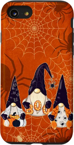 Vista 18 de iPhone 16 Spooky Halloween Gnomes Pumpkin Spider Pattern Witchy Boo Case