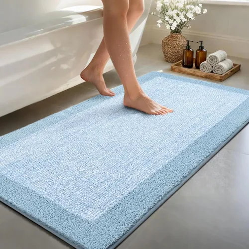 Vista 31 de Alfombras de baño de 17 x 24 pulgadas, antideslizantes, lavables, color gris, para bañera, tapete de baño para baño, tapete suave y absorbente