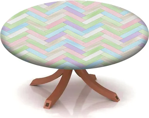 Vista 15 de Mantel redondo ajustable con patrón marítimo, borde elástico, adecuado para catering y cocina, se puede limpiar con el mantel de mesa redonda