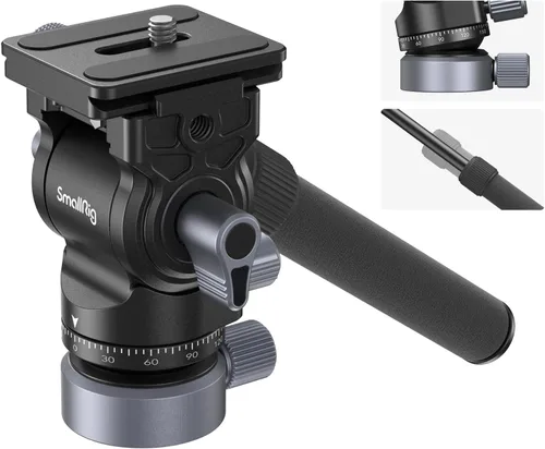 Vista 10 de SmallRig CH3 Cabezal de Video, Cabezal Fluido de Trípode Cabezal Pan Tilt con Placa de Liberación Rápida para Arca Swiss, Soporta Giro de 360° e