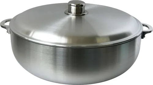Vista 7 de Wee's Beyond Horno holandés Caldero de calibre pesado con tapa de aluminio, 3.7 cuartos de galón, color plateado