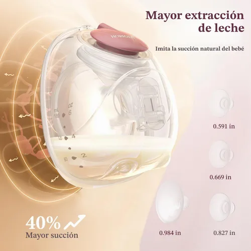 Vista 5 de Extractor de leche manos libres D6, extractor de leche ultraligero con brida suave de doble sellado, 0.98 pulgadas, bomba eléctrica portátil Rojo